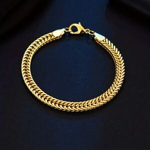 Gold Plated Herringbone Bracelet | Sleek & Timeless
